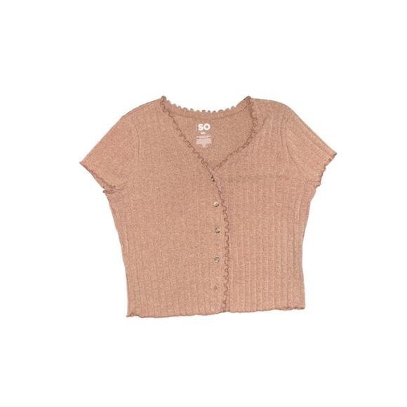 SO Goods For Life Bundle 2 Tops Ribbed Short Sleeve Scallop Trim Size XXL Y2K - Picture 5 of 7